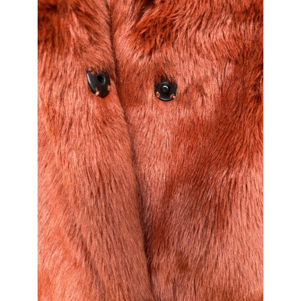 Sebby Collection Faux Fur Coat Jacket Women's Sz S Burnt Orange Fall Cozy Plush - Picture 7 of 12
